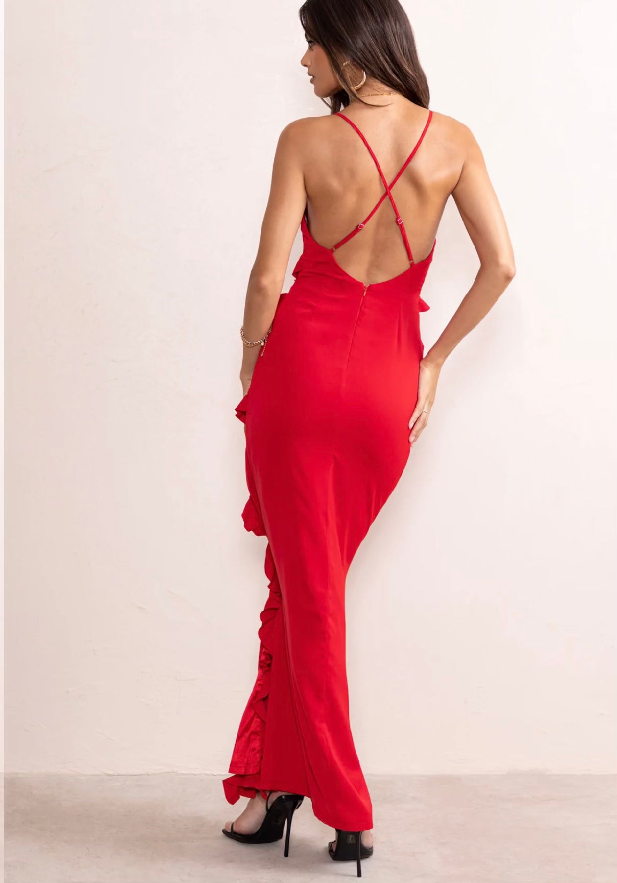 Red Ruffle Maxi